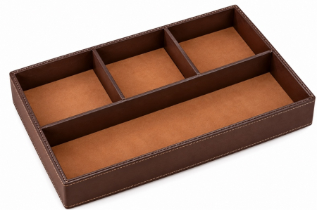 Produse - Tava decorativă / organizator Skin 30,4x4,3x20,1 cm, Piele Ecologică Maro Închis - SHP