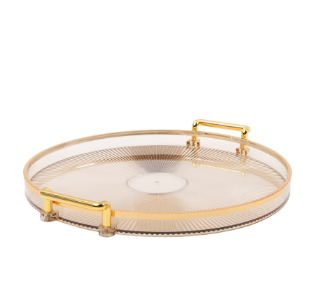 Produse - Tavă Decorativă Soho 27x2,2x27 cm, Acril Auriu - SHP