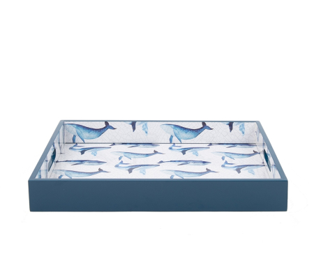 Tavă Decorativă Whale 30x5x40 cm, Placă Aglomerată Albastru - SHP [1]