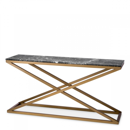 Console hol -   Masă consolă Criss Cross finisaj din alamă periată marmură gri 116729 EICHHOLTZ
