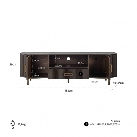 TV-Unit Luxor cu 2 uși și 1 sertar (maro), 7753 - Richmond Interiors [3]