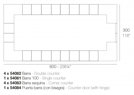 Usa pentru bar Vela 100 cm cu balama, 54084 - Vondom [6]