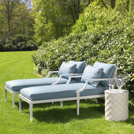   Șezlong exterior Bella Vista alb cu Sunbrella albastru mineral 113221 EICHHOLTZ [4]