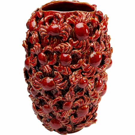 Produse - Vază Decorativă Crabs 39, Gresie Ceramică Roșu Lăcuit - Kare Design