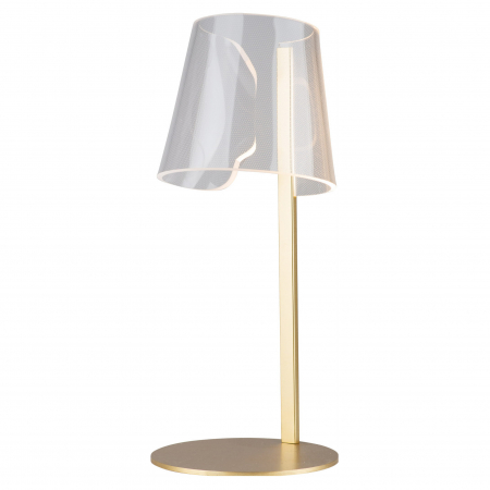 Veioze - Veioza abajur acril transparent iluminare LED Pusha 20x19x45 cm baza metal auriu, T0040 - Maxlight