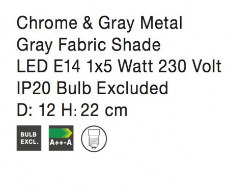 Veioza alba/gri/negru-auriu rotunda Vilda, baza metal, abajur textil, 8805204 - Novaluce [6]