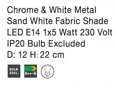 Veioza alba/gri/negru-auriu rotunda Vilda, baza metal, abajur textil, 8805201 - Novaluce [3]