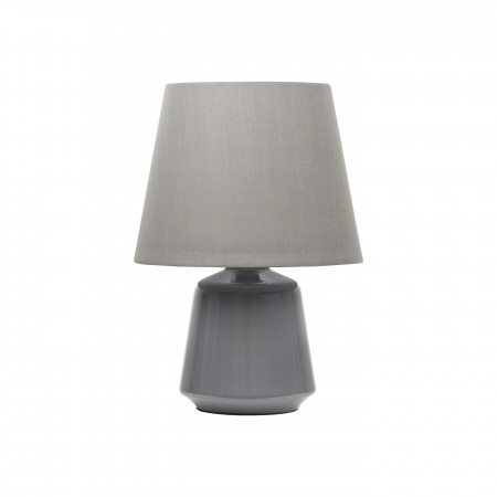 Veioze - Veioza alba/gri rotunda Rocsa, baza metal, abajur textil, 8807002 - Novaluce