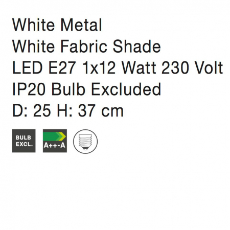 Veioza alba/gri rotunda Rocsa, baza metal, abajur textil, 8807002 - Novaluce [4]