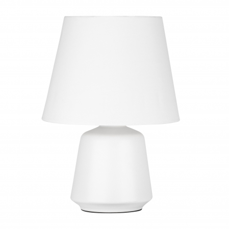 Veioze - Veioza alba/gri rotunda Rocsa, baza metal, abajur textil, 8807001 - Novaluce