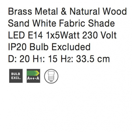 Veioza argintie/cupru/aurie Ponse baza din metal si lemn, abajur textil, 7605168 - Novaluce [3]