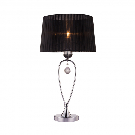Veioze - Lampa de masa neagra stil clasic BELLO 34x62 cm cu cristale, abajur textil, 003064-001212 - Zumaline