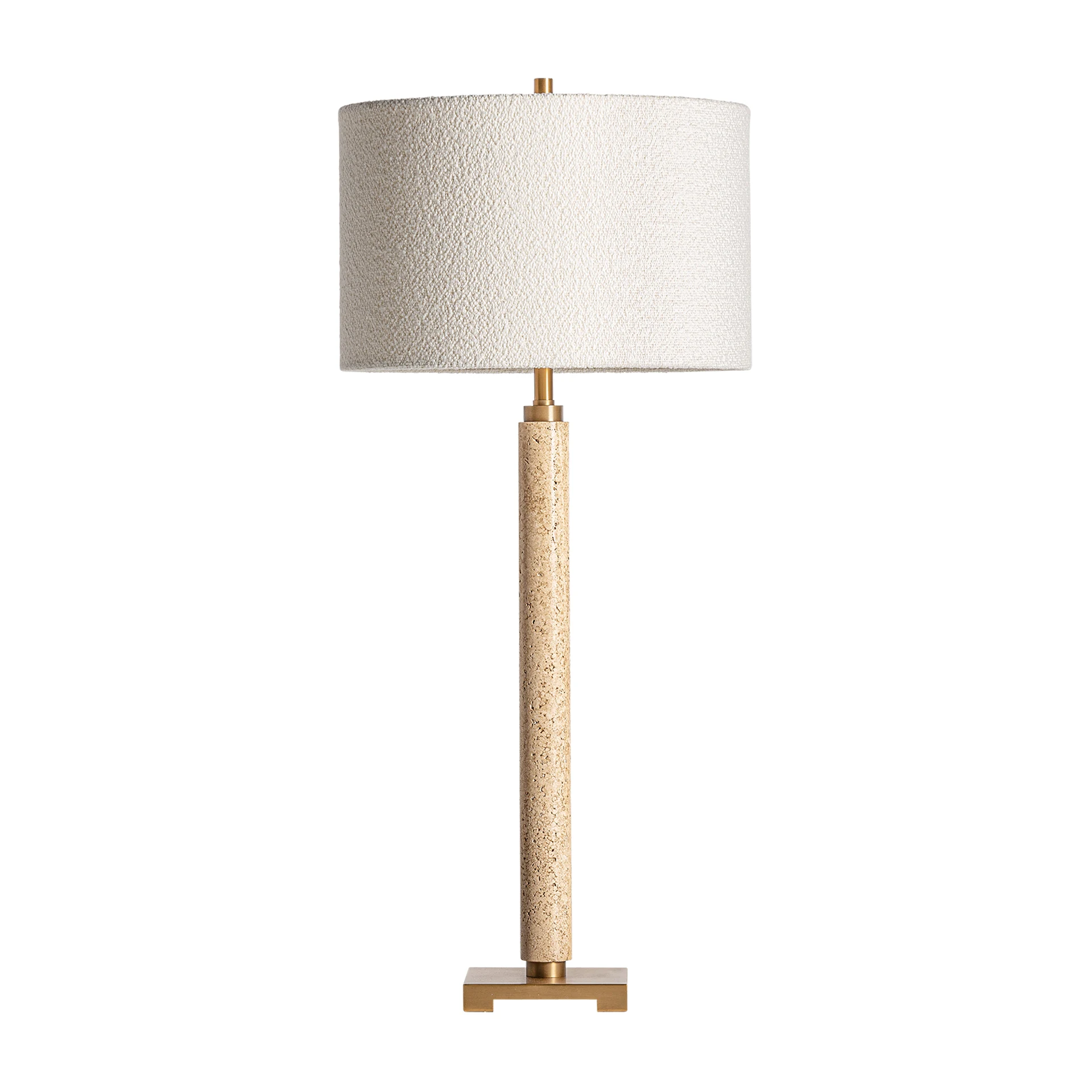 Veioza din Bumbac Bucle, Fier si Marmura, Auriu, 40x40x87 cm, Stil Art Deco - VicalHome 33627 [4]