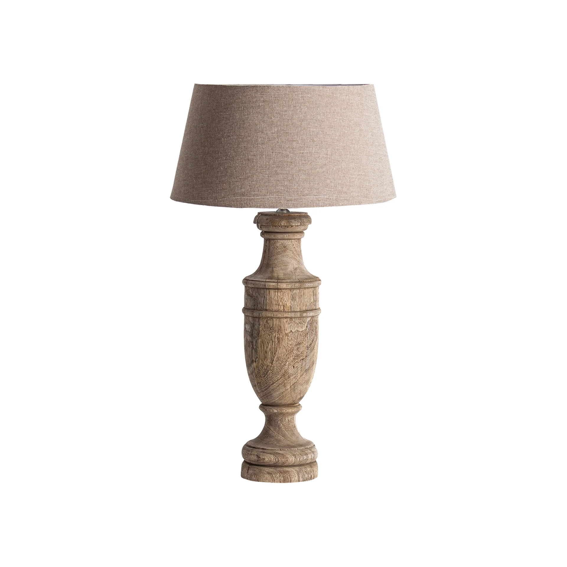 Veioza din Bumbac si Lemn de Mango, Maro, 44x44x77 cm, Stil Clasic - VicalHome 35030 [2]