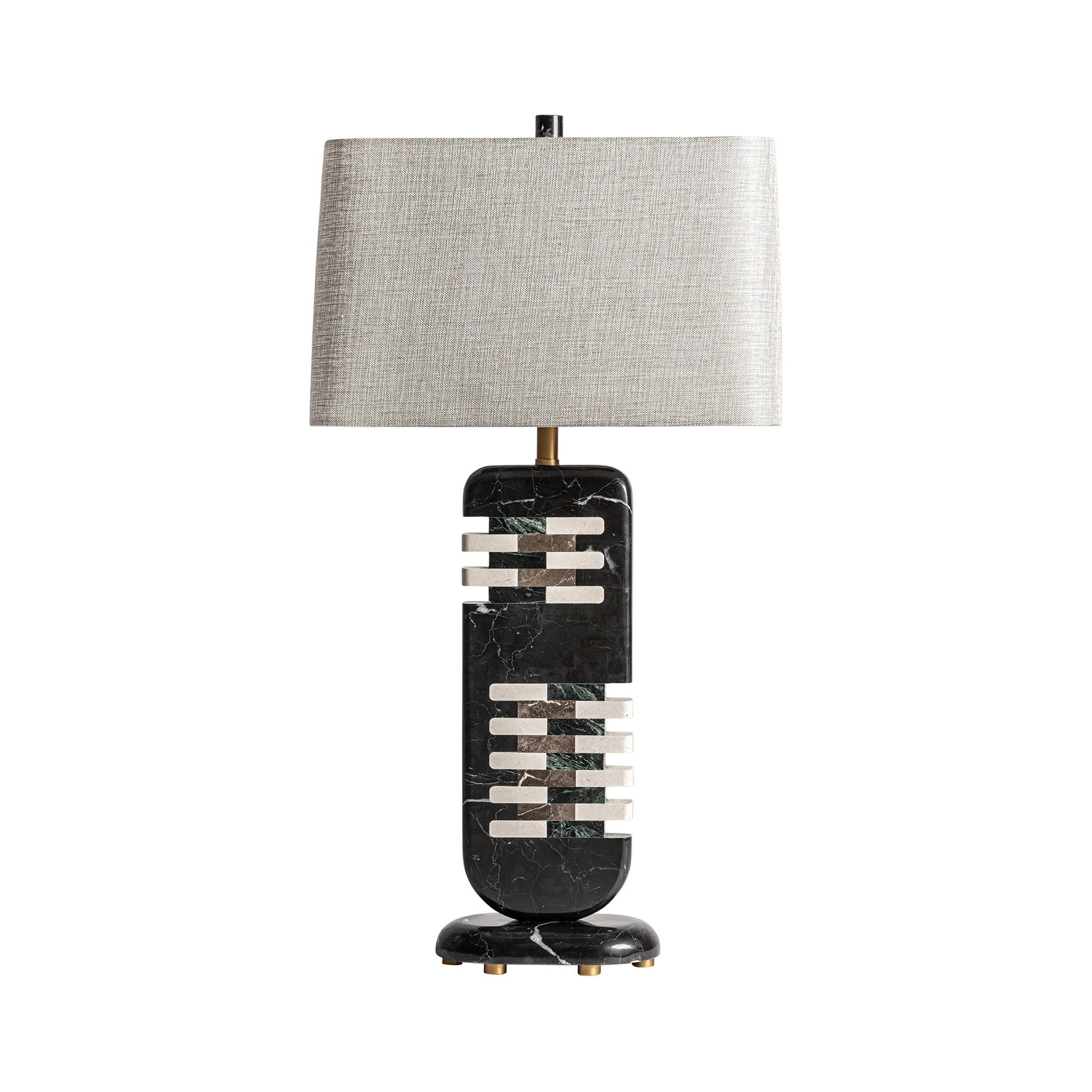 Veioza din Marmura, Metal si Poliester, Negru, 38x25x76 cm, Stil Art Deco - VicalHome 36150 [0]