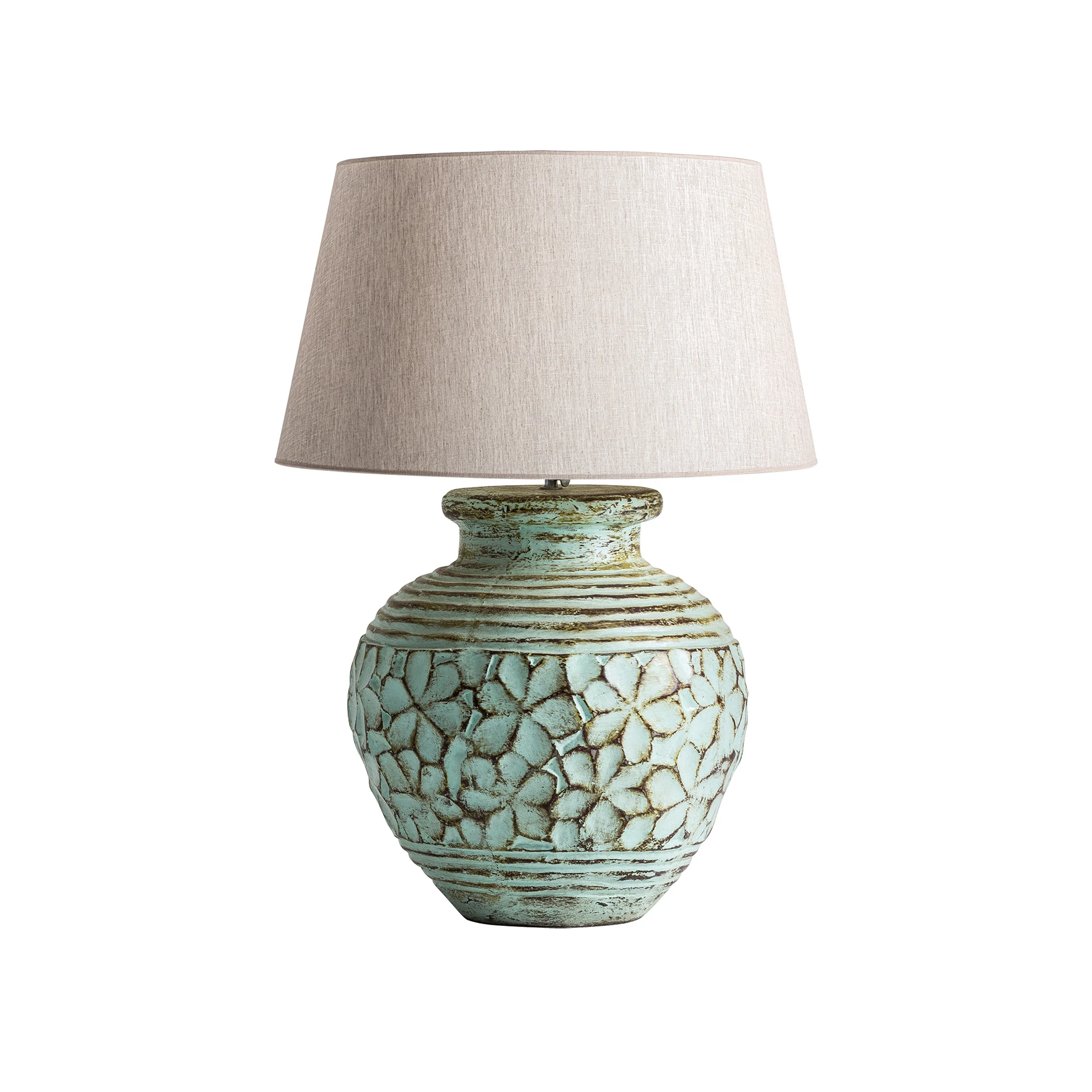 Veioza din Teracota si Bumbac, Teracota/Verde, 70x70x92 cm, Stil Mediteranean - VicalHome 37661 [4]