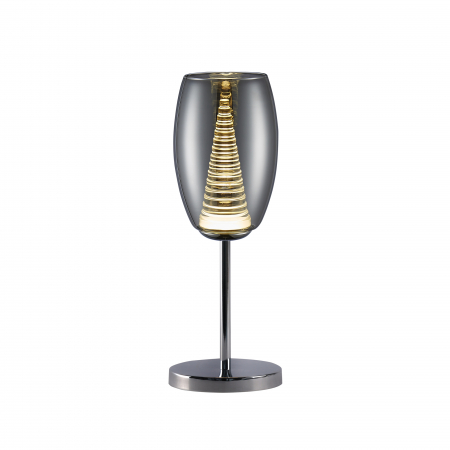 Veioze - Veioza LED crom Loupi, Ø 13 cm, abajur din sticla si policarbonat, baza metal, 493826 - Schuller