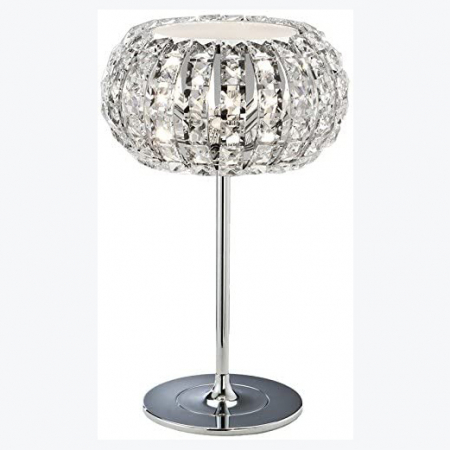 Veioze - Veioza lux rotunda Jasmi cristale patrate transparente, Ø 24 cm, baza metal, 508424 - Schuller