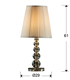 Veioza rotunda lux bej Grama, abajur textil bej plisat Ø 29 cm, baza metal si sticla, 661457N - Schuller [1]