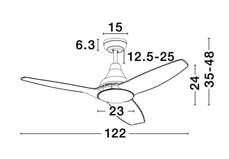 Ventilator cu LED alb/negru Martus, Ø 122 cm, baza otel, lame din ABS, 5267301 - Novaluce [16]
