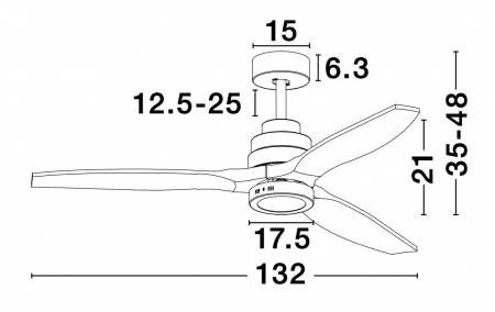 Ventilator LED Tuska, Ø 132 cm, baza otel, lame din lemn, 5231401 - Novaluce [5]