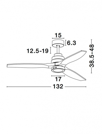 Ventilator LED Tuska, Ø 132 cm, baza otel, lame din lemn, 5231401 - Novaluce [11]