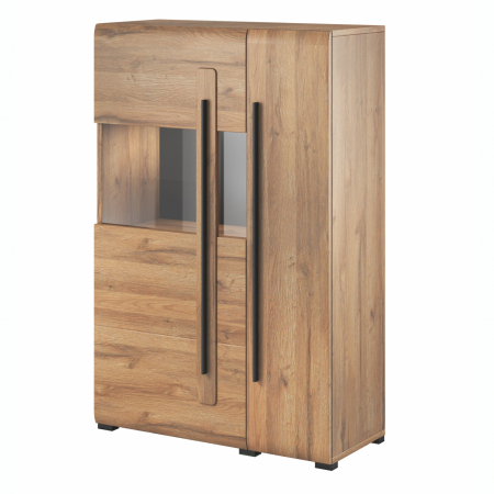 Dulapuri living - Vitrina living MDF Frazier 90x140 cm, stejar grandson, iluminare LED