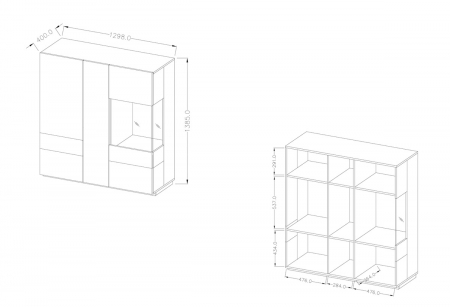 Vitrina living neagra Arya 130x140 negru mat/stejar wotan [4]