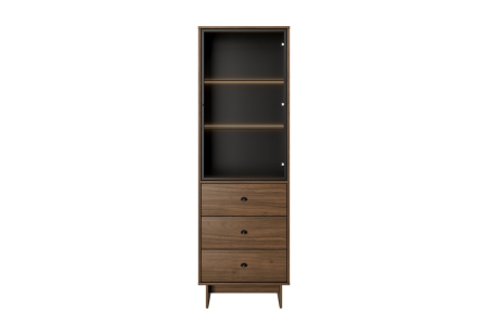Vitrina Yori Villa 52.6 cm, cu 1 Ușă și 3 Sertare, Nuc Villa - COMAD [1]