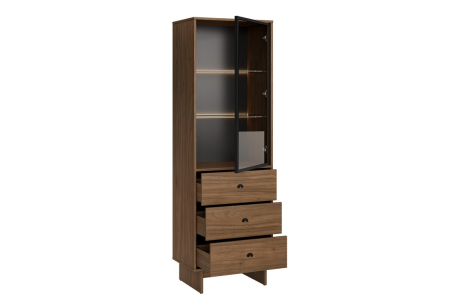 Vitrina Yori Villa 52.6 cm, cu 1 Ușă și 3 Sertare, Nuc Villa - COMAD [2]