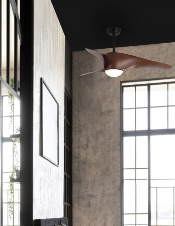 Plafoniera ventilator LED maro Stein, baza din otel, lame din lemn, inaltime reglabila, 5267611 - Novaluce [5]