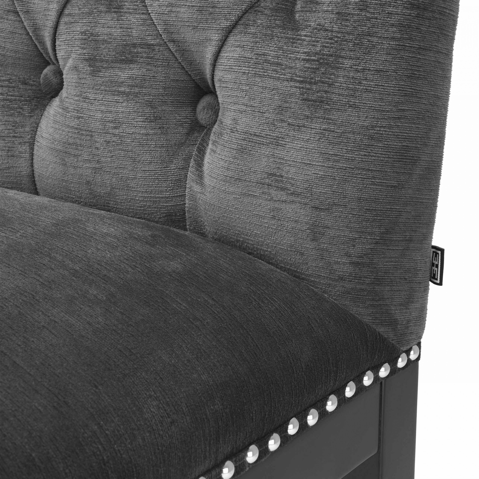 Scaun bar clasic textil gri Domino fara cu inel la spate | Eichholtz