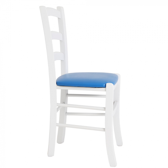 Scaun Paesana, cadru fag, culoare alb, material piele ecologica albastru [1]