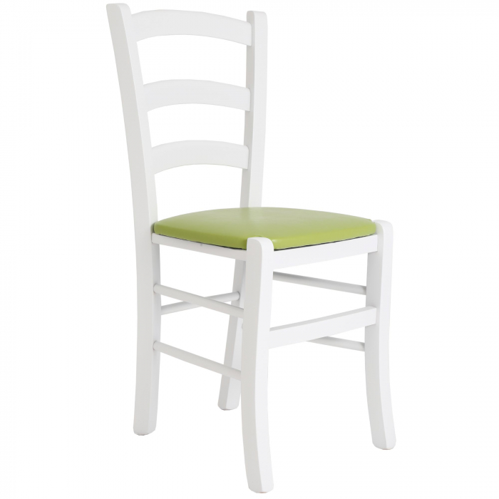 Scaun Paesana, cadru fag, culoare alb, material piele ecologica verde [1]