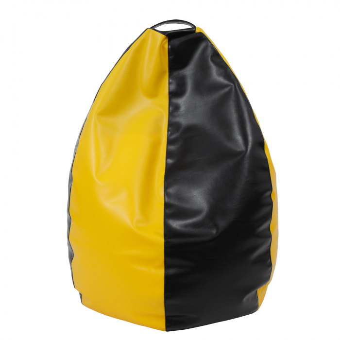 Mara - fotoliu puff - imitatie piele - negru/galben [1]