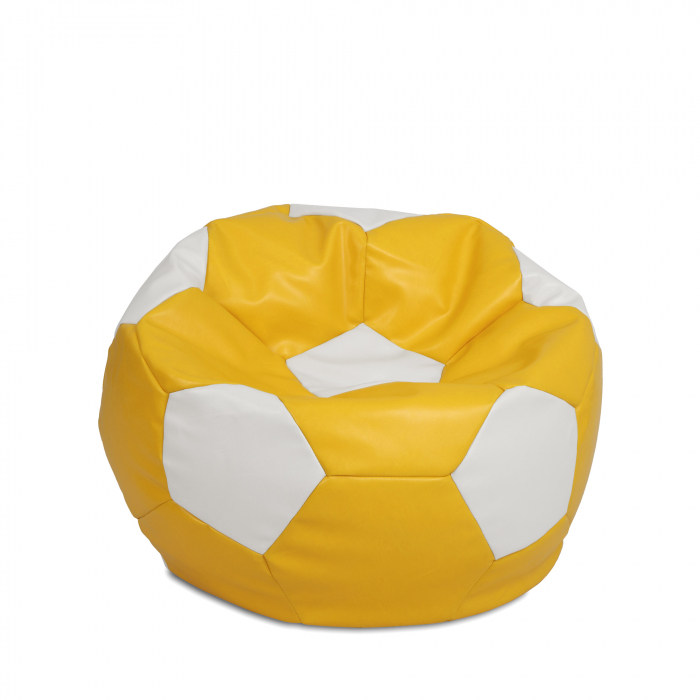 Mondo Ball - fotoliu puf - imitatie piele - galben/alb [1]
