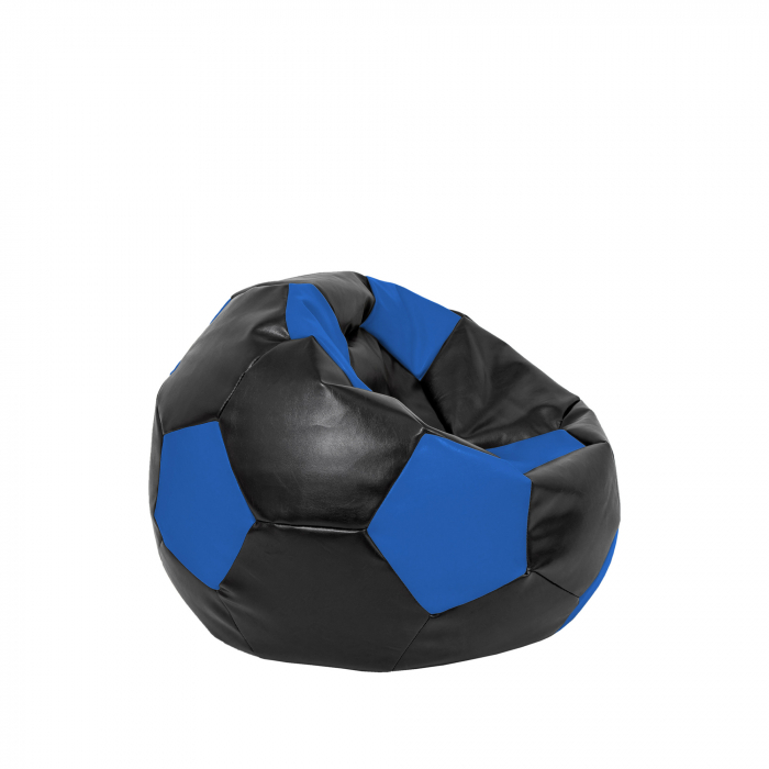 Baby Ball - fotoliu puf - imitatie piele negru/albastru [2]