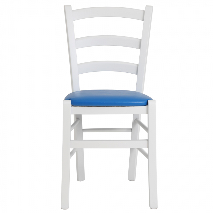 Scaun Paesana, cadru fag, culoare alb, material piele ecologica albastru [4]
