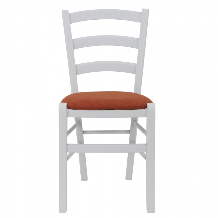 Scaun Paesana, cadru fag, culoare alb, material stofa S25 portocaliu [2]