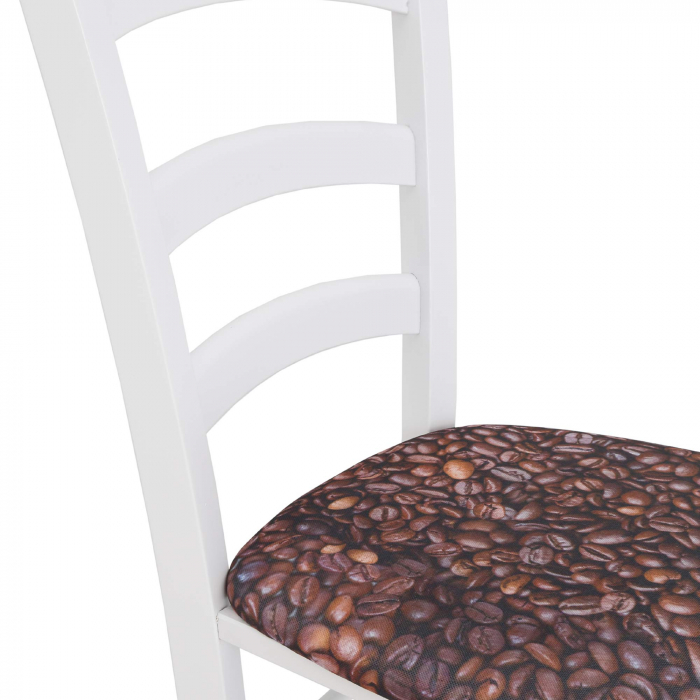 Scaun Paesana, cadru fag, culoare alb, material stofa print cafea [5]