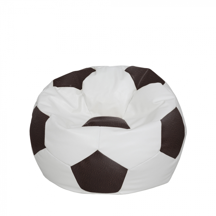Mondo Ball - fotoliu puf - imitatie piele - alb/maro [1]