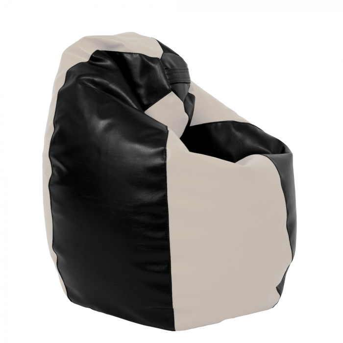 Mara - fotoliu puff - imitatie piele - negru/crem [3]