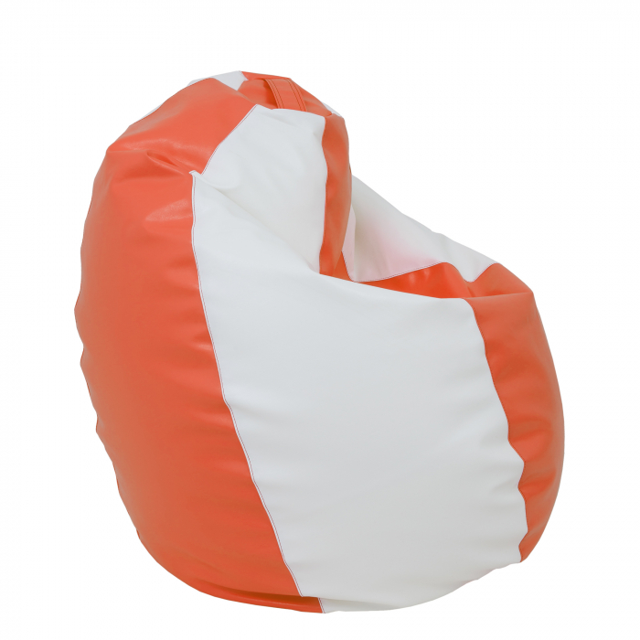Mara - fotoliu puff - imitatie piele - portocaliu/alb [3]