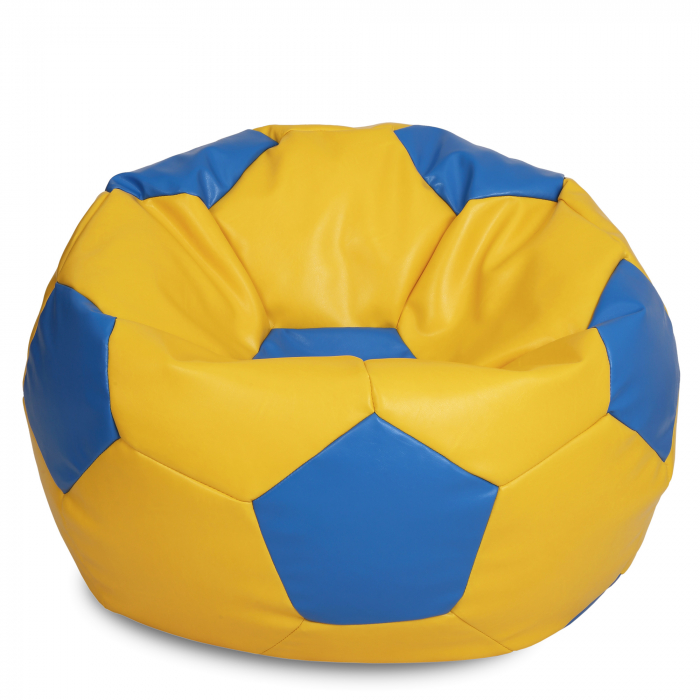 Mega Ball - fotoliu puf - imitatie piele galben/albastru [1]