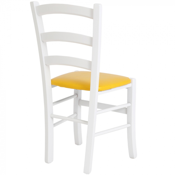 Scaun Paesana, cadru fag, culoare alb, material piele ecologica galben [3]