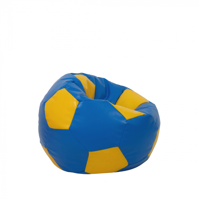 Baby Ball - fotoliu puf - imitatie piele albastru/galben [2]