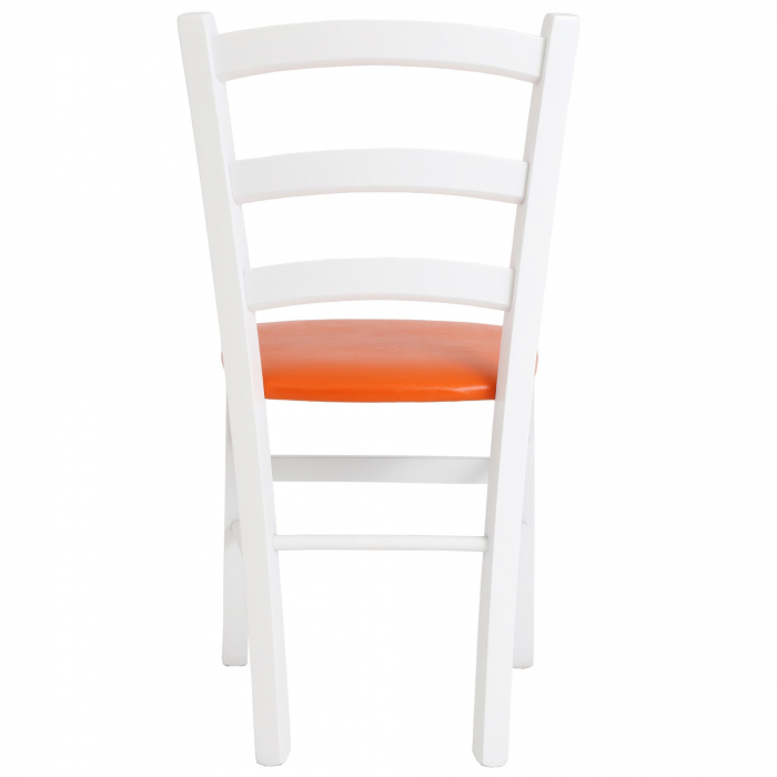 Scaun Paesana, cadru fag, culoare alb, material piele ecologica portocaliu [2]