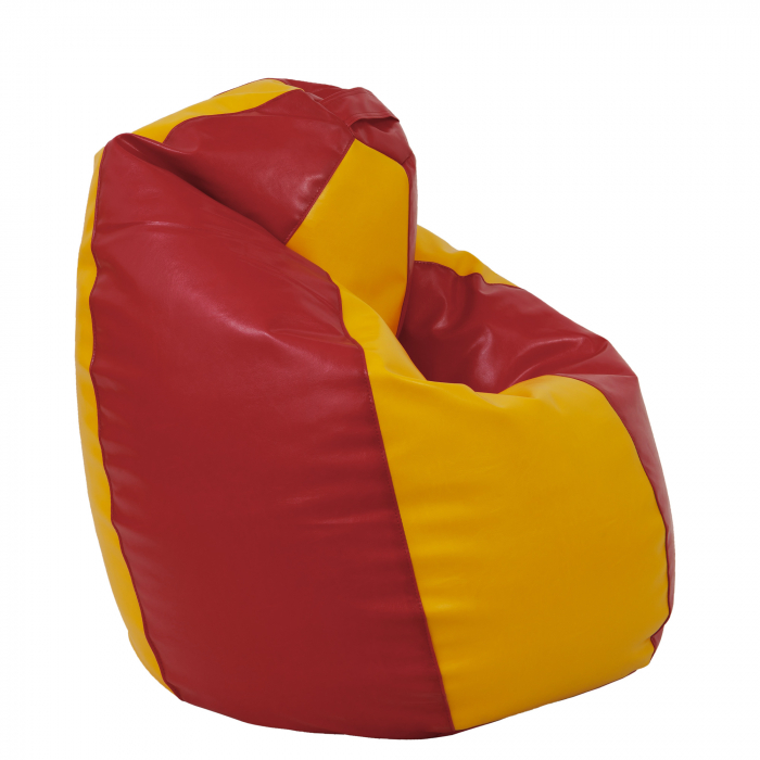 Mara - fotoliu puff - imitatie piele - rosu/galben [3]