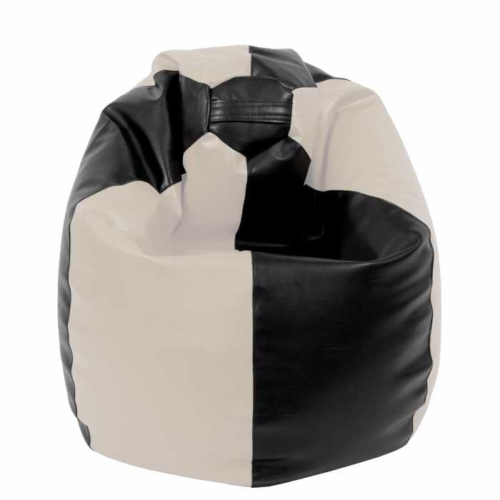 Mara - fotoliu puff - imitatie piele - negru/crem [2]