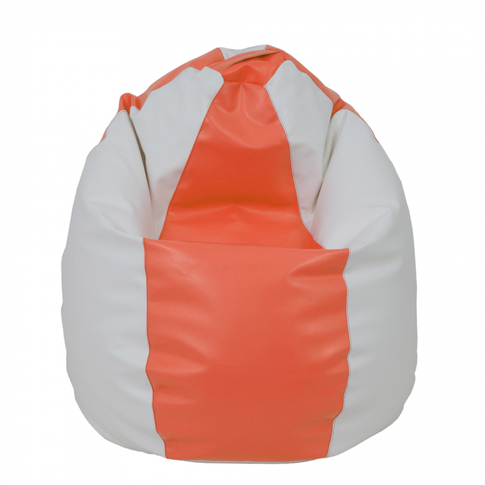 Mara - fotoliu puff - imitatie piele - portocaliu/alb [2]